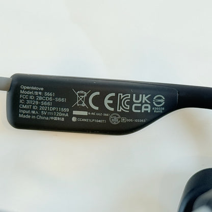 SHOKZ ショックス OpenMove S661 骨伝導イヤホン スレートグレー ワイヤレス Type-C ポーチ付 動作品